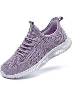 Women's Purple Mesh Slip On Walking Non Slip Running Lightweight Fashion Sneaker